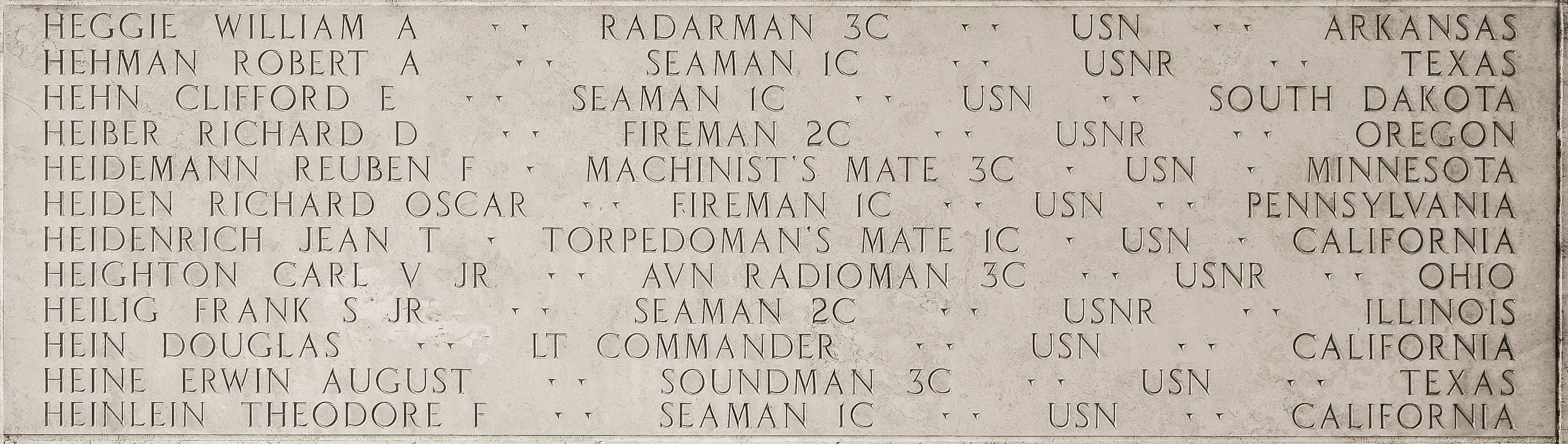 William A. Heggie, Radarman Third Class